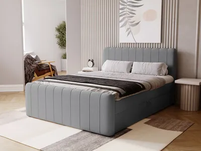 Produktbild von GrainGold Boxspringbett Osteno 140x200 - Bett mit Matratze und Topper - Boxspringbett mit Bettkasten und Matratze - Boxspringbett - Dunkelgrau (Komodo 21)