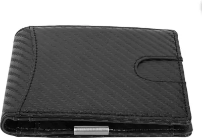 Produktbild von Männer Slim Wallet 10 Kreditkartenhalter Slots Leder Geldclip RFID Blockierende Biblesvordertasche Kleine dünne Männer Schwarz