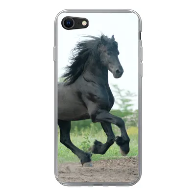 Produktbild von MuchoWow® Handyhülle Schutzhülle Hülle für iPhone SE 2022 Pferd - Schwarz - Natur Silikon Softcase Handy Hülle - Schutzhülle