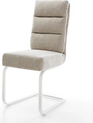 Produktbild von DELIFE Freischwinger Pela-Flex Webstoff Soft Beige Freischwinger flach Weiß Taschenfederkern