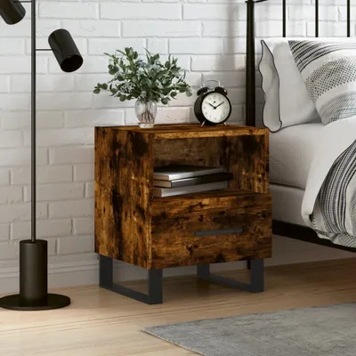 Obrázok produktu pre vidaXL Nočný stolík údený dub 40x35x47,5 cm materiál na báze dreva - Nočný stolík - Nočné stolíky - Šatníková skriňa - Nočná skrinka