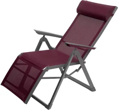 Produktbild von Gartensessel mit neigung "decima" bordeaux & graphite 8 positionen aus epoxybehandeltem aluminium - Hespéride