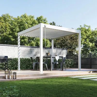 Produktbild von Weide Classic Pergola Aluminium 3x3m mit Lamellendach freistehend weißㅤ