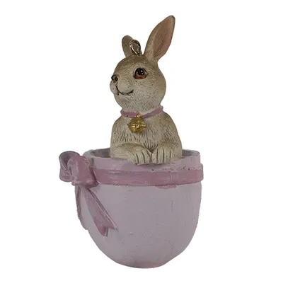 Obrázek produktu pro Clayre & Eef Přívěsek králík 5x4x8 cm Růžovo-béžový polyresin