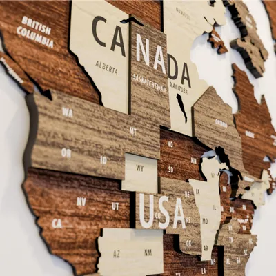 Immagine prodotto di Mappamondo in legno da parete - mappa in legno 3D da bacheca, regalo di viaggio M 100cm
