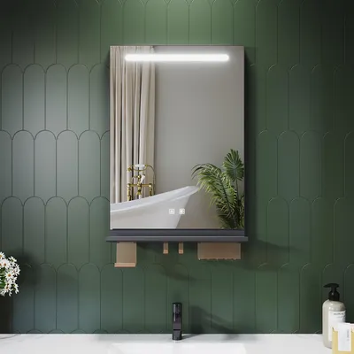 Immagine prodotto di Specchio da bagno SONNI 50 x 70 cm, tricolore, dimmerabile, RA90, antiappannamento, con mensola multifunzionale