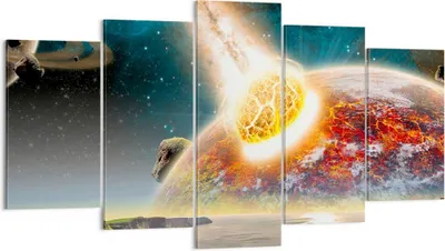 Produktbild von Bild auf Leinwand - Leinwandbild - Raum Erde Planet Komet - 160x85cm - Wand Bild - Wanddeko - Leinwanddruck - Bilder - Kunstdruck - Wanddekoration - Leinwand bilder - Wandkunst - EA160x85-2318