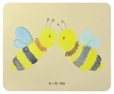Produktbild von Mr. & Mrs. Panda Mouse Pad Biene Liebe - Gelb Pastell - Geschenk, mousematte, Mousepad, computer mauspad, Hummel