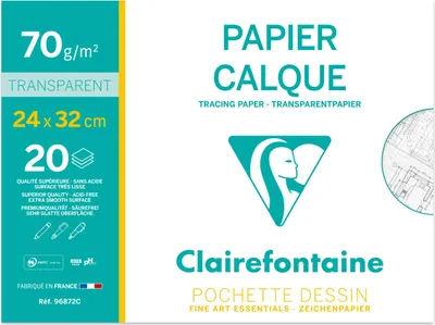Produktbild von Clairefontaine 10x Transparentpapier, Packung mit 20 Bl, 24x32cm, 70/75g 96872C