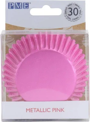Produktbild von Rosa Backformen für Cupcakes – 30 Stück, Metallic-Papier-Muffinbackförmchen