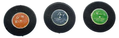 Produktbild von 3er Set LP Schallplatten Broschen Miniblings Sicherheitsnadel Pin rot grün blau
