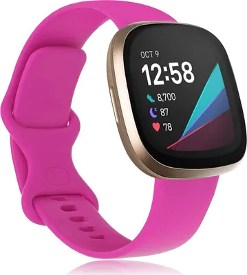 Produktbild von Strap-it Fitbit Sense Silikon Armband (Leuchtend Pink) - Große: M/L