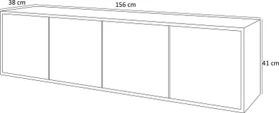 A line drawing of a wall-mounted cabinet with four doors.