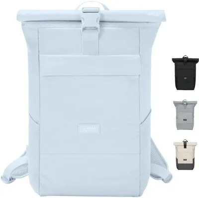 Image de Sac à dos bleu clair à fermeture par enroulement avec compartiment pour ordinateur portable, idéal pour l'université et le travail