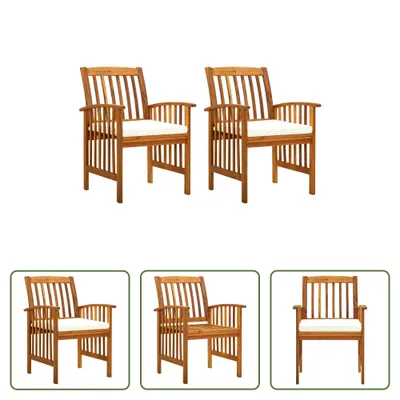 Produktbild von The Living Store Garten-Essstühle 2 Stk. mit Kissen Massivholz Akazie