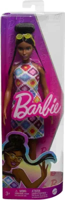 Produktbild von Barbie Fashionistas Puppe mit glamourösem Dutt Neckholder-Midikleid Sonnenbrille