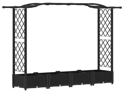 Immagine prodotto di Aiuola rialzata con traliccio e copertura, nera, 207 x 40 x 123 cm, PP