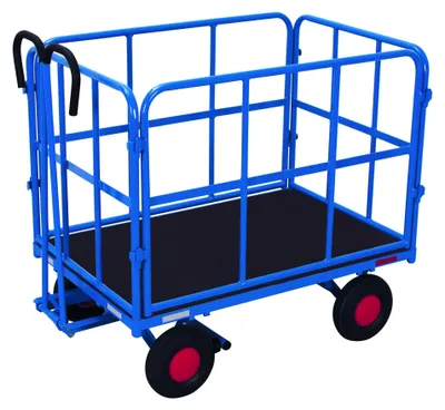 Produktbild von VARIOfit Handpritschenwagen mit 4 Rohrgitterwänden Luftbereifung 1.140 x 740 mm Traglast 700 kg