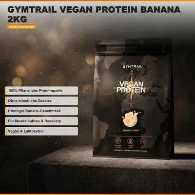 Produktbild von GYMTRAIL® Veganes Eiweißpulver aus Erbsenprotein 500g | Pflanzliches Proteinpulver mit essenziellen Aminosäuren | Ohne Soja und Süßungsmittel mit Birkenzucker | Strawberry
