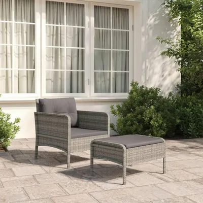 Image de ensemble de salon de jardin 2 pièces avec coussins Poly Rattan Lounge Meuble de jardin