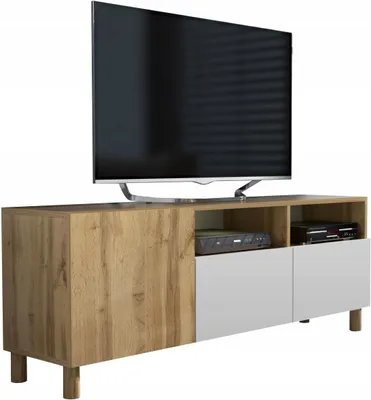 Zdjęcie produktu dla szafka rtv pod telewizor 150cm dąb wotan biały mat na nóżkach