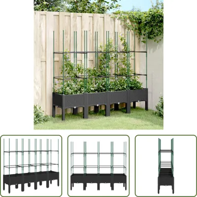 Produktbild von The Living Store Pflanzkübel mit Rankgitter Schwarz 160x40x142,5 cm PP