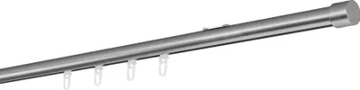 Produktbild von Gardinenstange Maß Innenlauf 20mm Cap 1-lauf Deckenträger Farbe: Edelstahl-Optik, Größe: 220cm