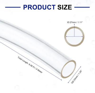 Produktbild von PVC Schlauch 27mm ID x 33mm OD (2 Meter) - Aquarium Schl?uche - Gummischlauch Bierschlauch flexibel, lebensmitteltauglich & transparent fš¹r Trinkwasser, Haushalt und Industrie