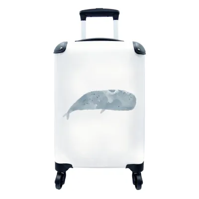 Produktbild von MuchoWow® Koffer Handgepäck Trolley Rollkoffer Kleine Reisekoffer mit 4 Rollen - Pottwal - Tiere - Meer - Aquarell - Cabin Size < 55x40x23 cm & 55x40x20 cm - Fotokoffer - Kabinenkoffer - Boardgepäck - Reise-Box - Reisekoffer - Reisegepäck - Koffer mit Bild - Trolley für Kinder