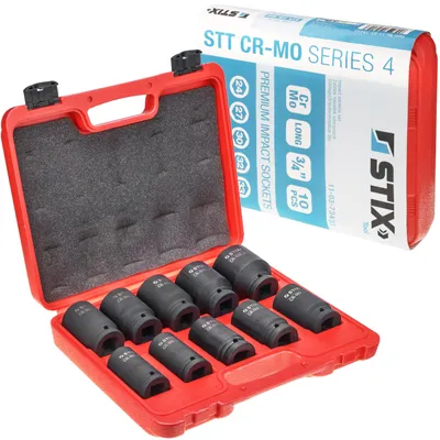Produktbild von STIX Steckschlasselsatz 3/4 10-tlg. CR-MO 24-46mm Schoneinsatz Stecknasse, Transportkoffer