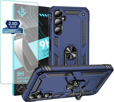 Produktbild von Armor Outdoor Handyhülle für Samsung Galaxy A05s Handy Panzer Case Schutzhülle mit 9H Displayglas Displayschutz Farbe: Blau
