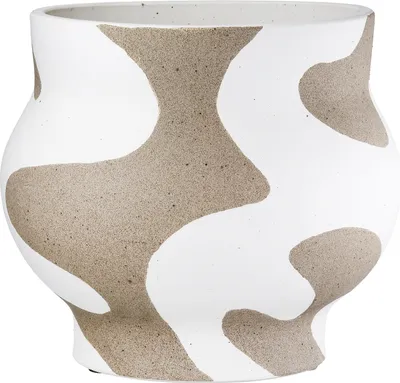 Image de Gilde Vase, rund, "Areno", Keramik, beige, weiß, VE 2, H. 20 cm, D. 22.5 cm 58542 4063387585429