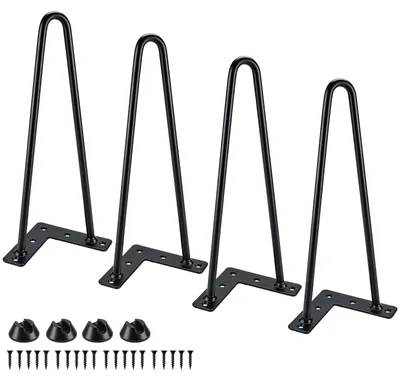 Obrázok produktu pre Sada 4 kovových nožičiek na stôl s podložkami chrániacimi podlahu, výška 30 cm