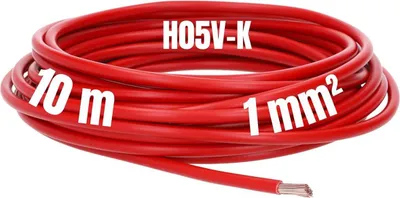 Zdjęcie produktu dla Kalitec 10 metrów H05V-K 1 mm² czerwony Przewód elastyczny I Przewód elastyczny I Przewód jednożyłowy PVC I Skrętka 1mm2 I Przewód drobnożyłowy I Przewód jednożyłowy I Przewód trudnopalny