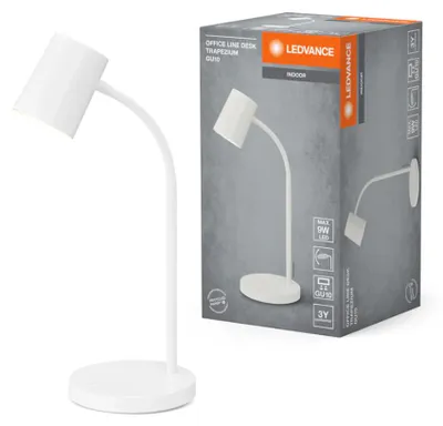 Image de Lampe de table Ledvance Office Line Desk Trapezium, blanche, max. 9 W, culot GU10, avec interrupteur
