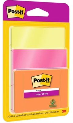 Immagine prodotto di Post-it Super Sticky Notes arancio neon/verde neon/ultrapink 3x45BL