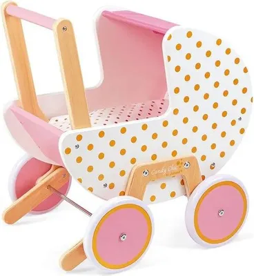 Produktbild von Janod Holz Puppenwagen Candy Chic - stilvolles Spielzeug für Kinder