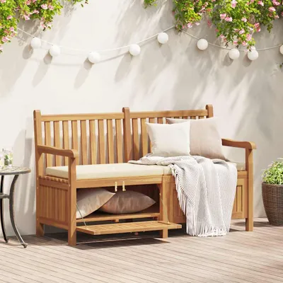 Produktbild von Gartenaufbewahrungsbank Braun 150 x 60 x 90 cm Teak-Massivholz, Gartenbänke Design Möbel Neu