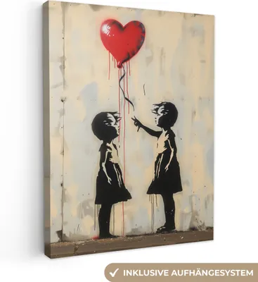 Produktbild von Wanddeko 30x40 cm - Banksy - Straßenkunst - Luftballon - Herz, Wandbilder, Wanddeko Wohnzimmer