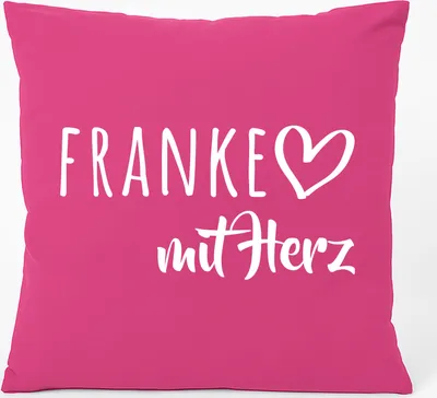 Produktbild von Huuraa Kissen Franke mit Herz 40x40cm mit Füllung Fuchsia Baumwolle Dekokissen Geschenkidee