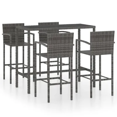 Produktbild von 5-tlg. Gartenbar-Set Poly Rattan Grau