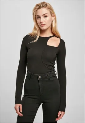 Obrázok produktu pre Dámske body Urban Classics Dámske organické body s dlhým rukávom čierne - 5XL