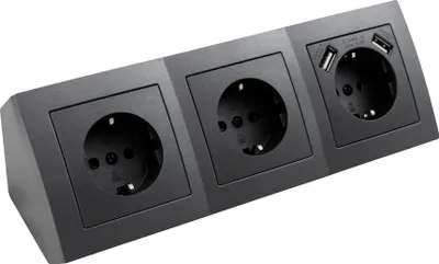 Produktbild von Steckdosenblock McPower Flair Aufbau anthrazit 3-fach Schutzkontakt + USB