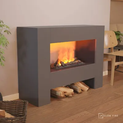 Produktbild von GLOW FIRE Elektrokamin 'Fallada' | Wasserdampf Kamin mit OMC 600 inkl. Holz in schwarz als Raumteiler | HxBxT: 90x120x40 cm