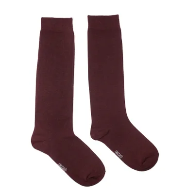 Produktbild von Damen Kniestrümpfe Einfarbig Wein Farben Amaranth Größe 35-38