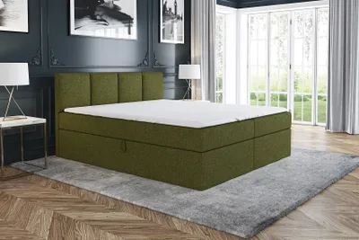 Produktbild von Boxspringbett ABI 160 x 200 mit 2 Bettkästen, Bonell-Matratze und Topper. Farbe: Grün
