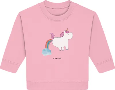 Produktbild von Mr. & Mrs. Panda Organic Baby Pullover Einhorn Pupsen 12. - 18. Monat - Baumwolle Pink - Geschenk, Bullover, Spaß, Regenbogen, Freundin, Glitzer, Unicorn