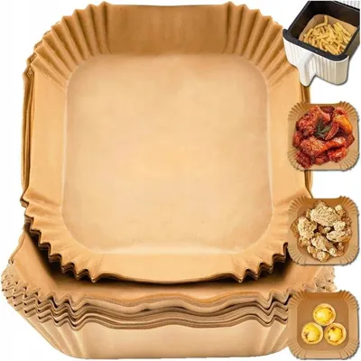 Produktbild von Air Fryer Backpapier Einlagen 50 Stück Antihaft Papier Für Heißluftfritteuse 20 cm Backform Fettfest Hitzebeständig