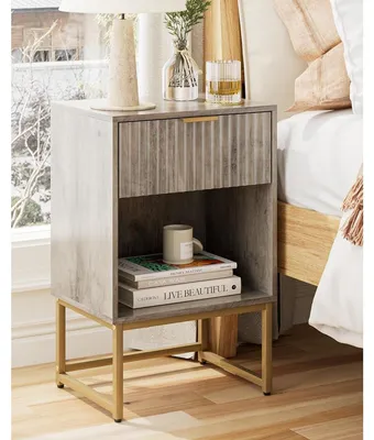 Produktbild von Nachttisch Nachtschrank Beistelltisch - 40 cm breit - 40 x 30 x 60 cm - Grau