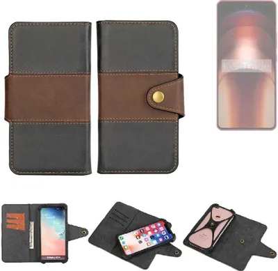 Produktbild von K-S-Trade Handyhülle Schutzhülle Hülle Bookstyle Wallet-Case kompatibel mit Vivo iQOO Neo9s Pro Bumper Rundumschutz schwarz-braun 1x